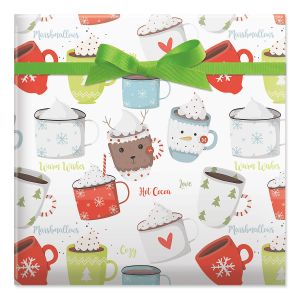 Hot Cocoa Holidays Jumbo Rolled Gift Wrap and Labels