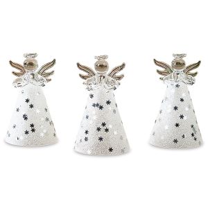 White Glitter Glass Angels