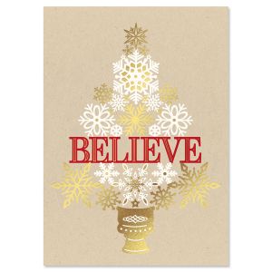 Believe Christmas Tree Deluxe Christmas Cards