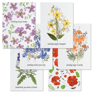 Pressed Flowers Friendship Greeting Cards Value Pack