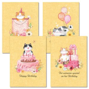 Happy Cat Birthday Cards and Seals