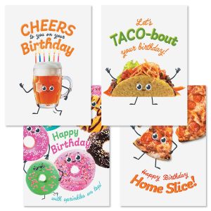 Funny Food Birthday Cards and Seals