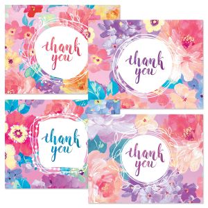 Summer Flowers Thank You Note Cards - BOGO