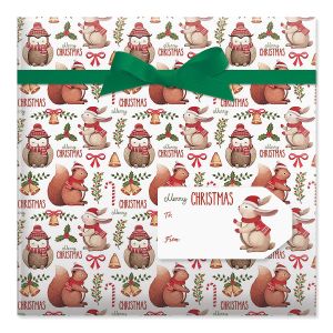 Woodland Wishes Jumbo Rolled Gift Wrap and Labels