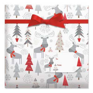 Merry Chrismoose Jumbo Rolled Gift Wrap and Labels