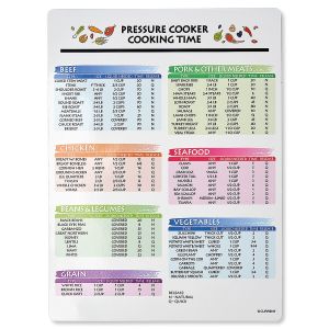 Pressure Cooker Cooking Time Chart Magnet