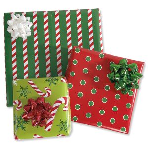 Candy Canes & Dots Flat Gift Wrap Sheets - BOGO