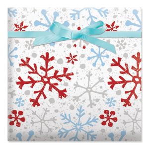 Crackle Snowflake Jumbo Rolled Gift Wrap and Labels
