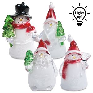 LED Santa & Snowmen Ornaments