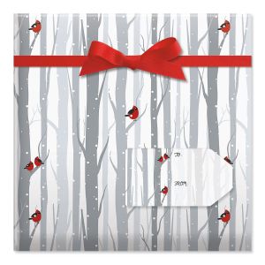 Forest Friends Silver Jumbo Rolled Gift Wrap and Labels