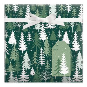 Holiday Forest Jumbo Rolled Gift Wrap and Labels