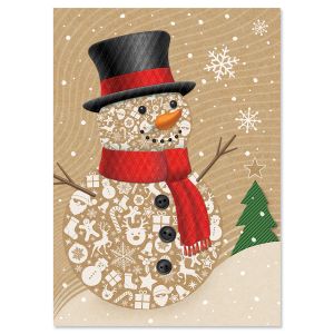 Jolly Snowman Kraft Christmas Cards