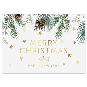 Christmas Pine Deluxe Foil Christmas Cards