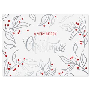 Silver Berries Deluxe Foil Christmas Cards
