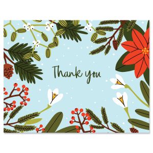 Winter Floral Thank You Note Cards
