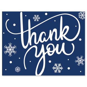 Blue Snowflake Thank You Note Cards - BOGO