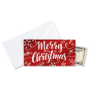 Deluxe Red Foil Merry Christmas Money or Gift Card Holders - BOGO