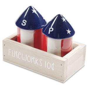 Fireworks Salt & Pepper Shakers Set with Crate