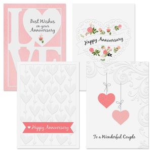 Deluxe Embossed Hearts Anniversary Cards and Seals