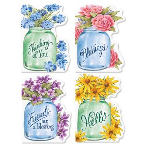 Diecut Mason Jar Flowers Note Cards 