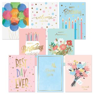 Deluxe Gold Foil Colorburst Birthday Cards Value Pack