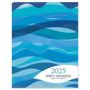 2025 Watercolor Waves Desk Calendar