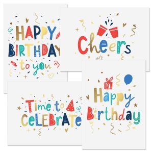 Deluxe Gold Foil Time to Celebrate Birthday Cards and Seals