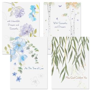 Deluxe Silver Foil Faith Sketch Sympathy Cards and Seals