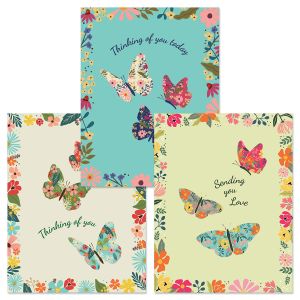 Floral Butterflies Note Cards