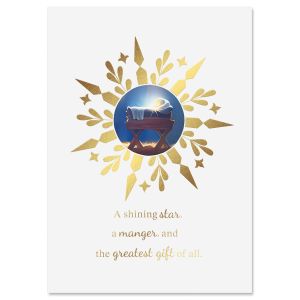 A Manger A Star Deluxe Foil Christmas Cards