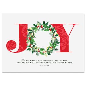 Joy Wreath Religious Christmas Cards