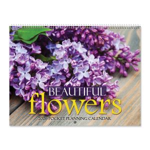 2026 Beautiful Flowers Big Grid Planning Calendar with Pockets