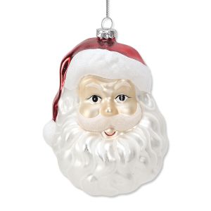 Large Retro Santa Glass Ornament