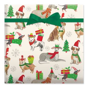 Holiday Dogs Jumbo Rolled Gift Wrap and Labels