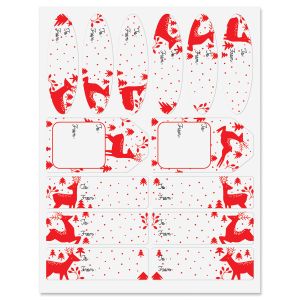 Prancing Deer on Red Gift Wrap To/From Labels