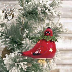 LED Ceramic Cardinal Ornament