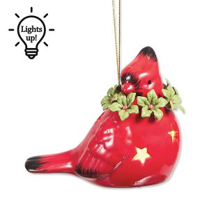 LED Ceramic Cardinal Ornament