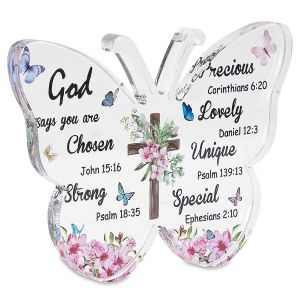 Acrylic Butterfly Deco with Bible Verse