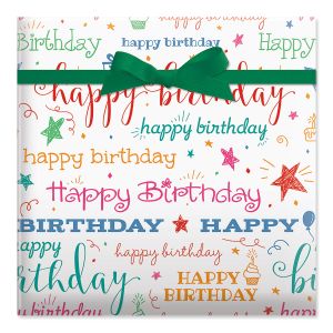 Happy Birthday Script Jumbo Rolled Gift Wrap