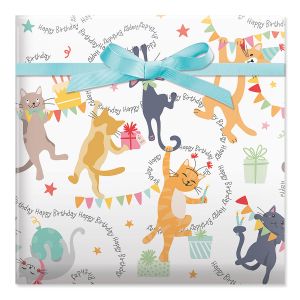 Birthday Kitties Jumbo Rolled Gift Wrap