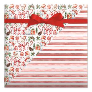 Peppermint Parade Double-Sided Jumbo Rolled Gift Wrap