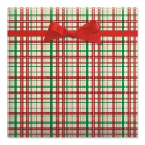 Christmas Plaid Jumbo Rolled Gift Wrap and Labels