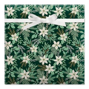 Winter White Floral Jumbo Rolled Gift Wrap and Labels