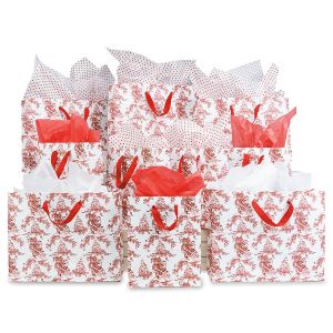 Toile Santa Gift Bags