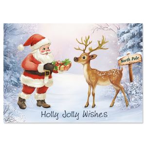 Santa's Reindeer Gift Christmas Cards - BOGO