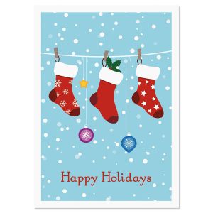 Snowy Stockings Christmas Cards - BOGO