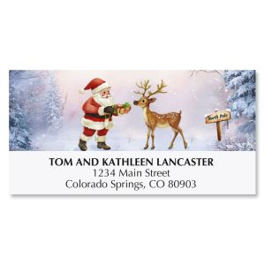 Santa’s Reindeer Gift Deluxe Return Address Labels - BOGO