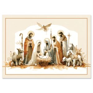 Watercolor Nativity Religious Christmas Cards