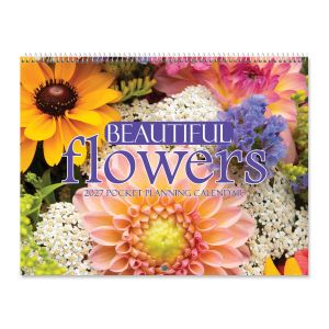 2027 Beautiful Flowers Big Grid Planning Calendar with Pockets