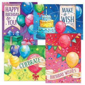 Festive Birthday Wishes Cards and Seals
